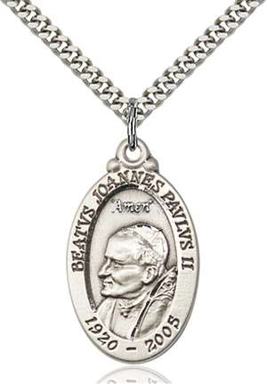 4145PJPSS/24S Sterling Silver St. John Paul II Pendant