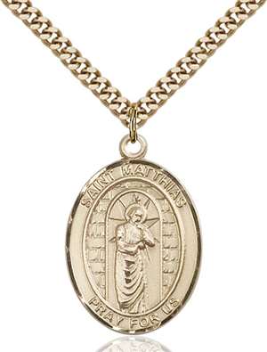St. Matthias the Apostle Medal 7331 Oval, Gold Filled