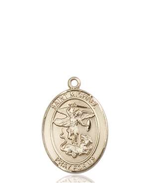 St. Michael the Archangel Medal 8076 Oval, 14kt Gold
