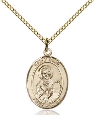 St. Paul the Apostle Medal 8086 Oval, Gold Filled