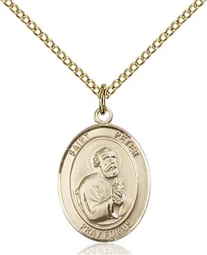St. Peter the Apostle Medal 8090 Oval, Gold Filled