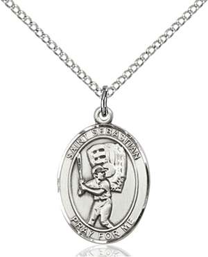 St. Sebastian / Baseball Medal 8600 Oval, Sterling Silver