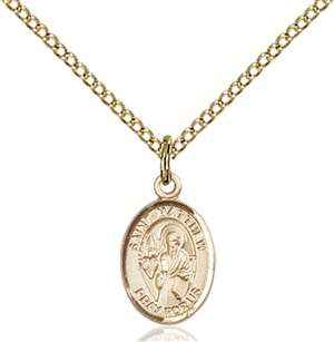 St. Matthew the Apostle Medal 9074 Oval, Gold Filled